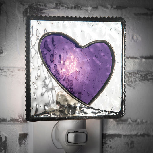 Purple Stained Glass Heart Night Light | NTL 128