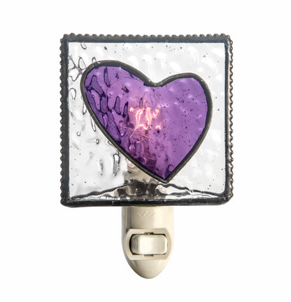 Purple Stained Glass Heart Night Light | NTL 128