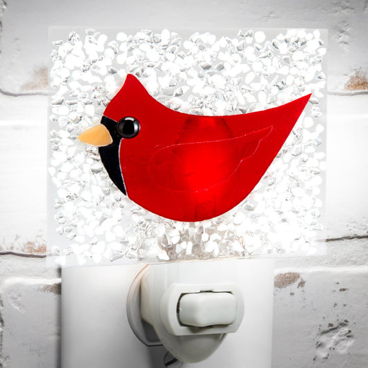 Cardinal Night Light- Red Fused Glass | NTL 227