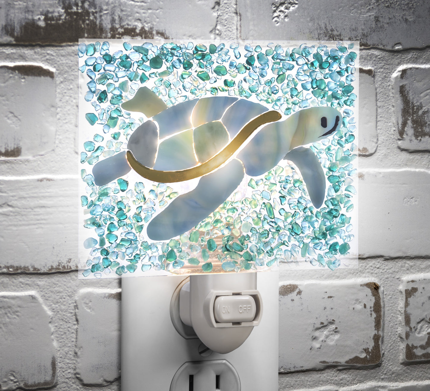 Blue Fused Glass Sea Turtle Night Light | Ntl 237