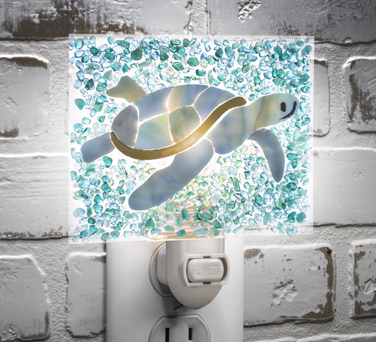 Blue Fused Glass Sea Turtle Night Light | Ntl 237