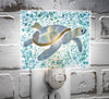 Blue Sea Turtle Fused Glass Night Light, sea turtle lit in a room
