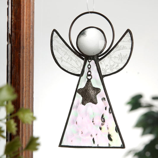 Clear Iridescent Glass Angel Ornament | ORN 215-1
