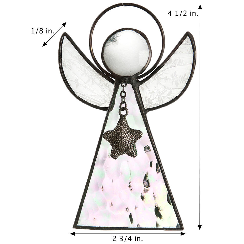 Clear Iridescent Glass Angel Ornament | ORN 215-1