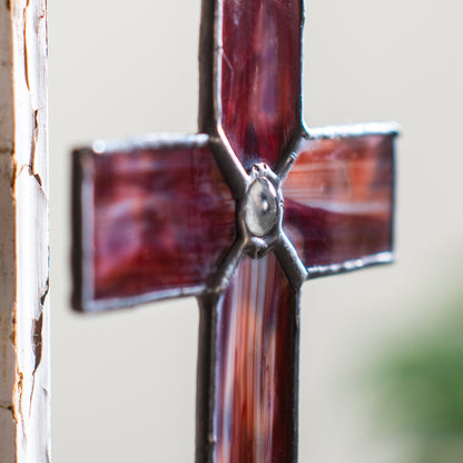 Red Cross Suncatcher - Christian Cross Ornament | Orn 309