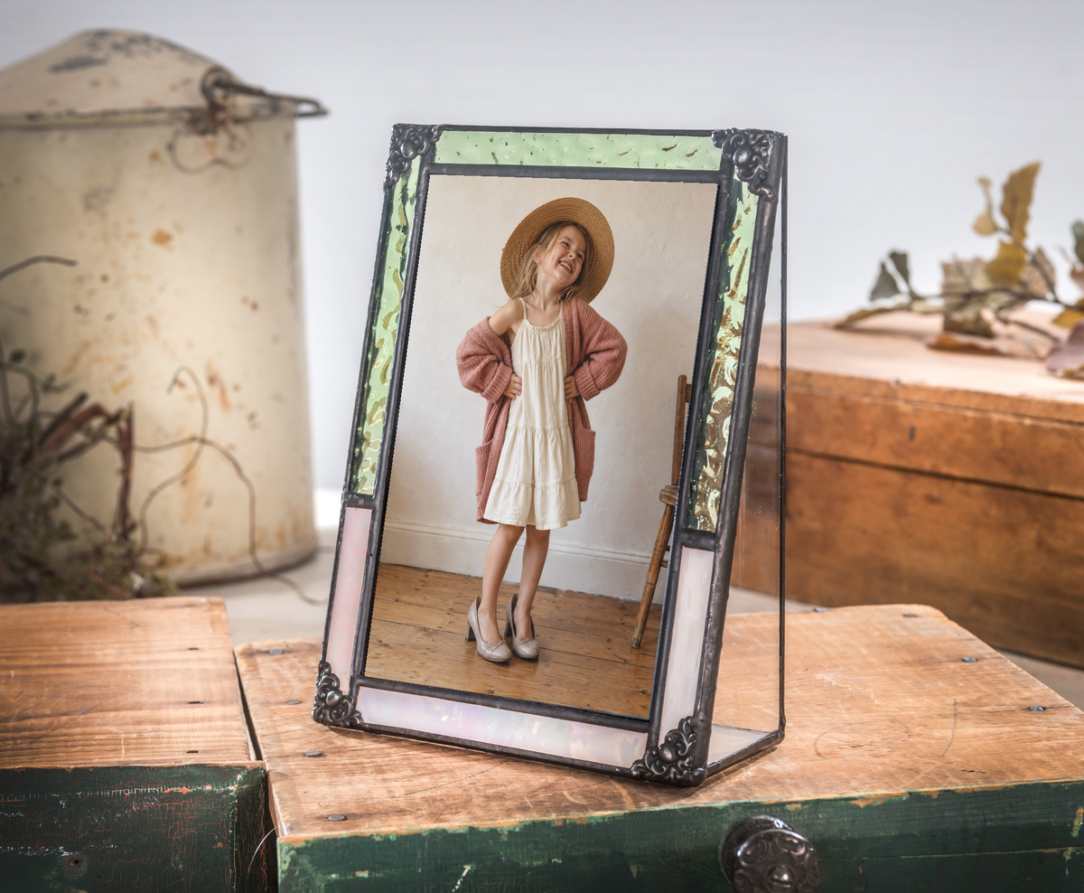 Sage Green & Pink Stained Glass Picture Frame Collection | Pic 465