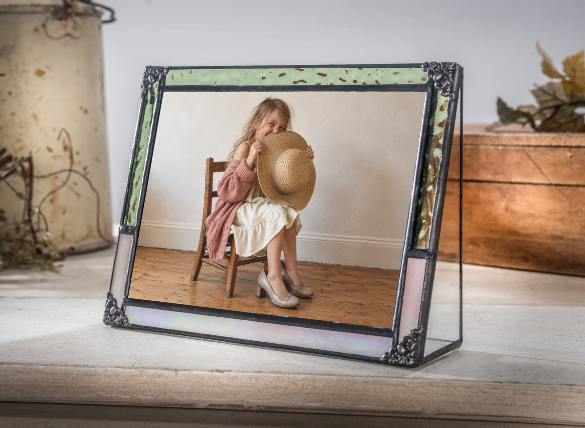 Sage Green & Pink Stained Glass Picture Frame Collection | Pic 465