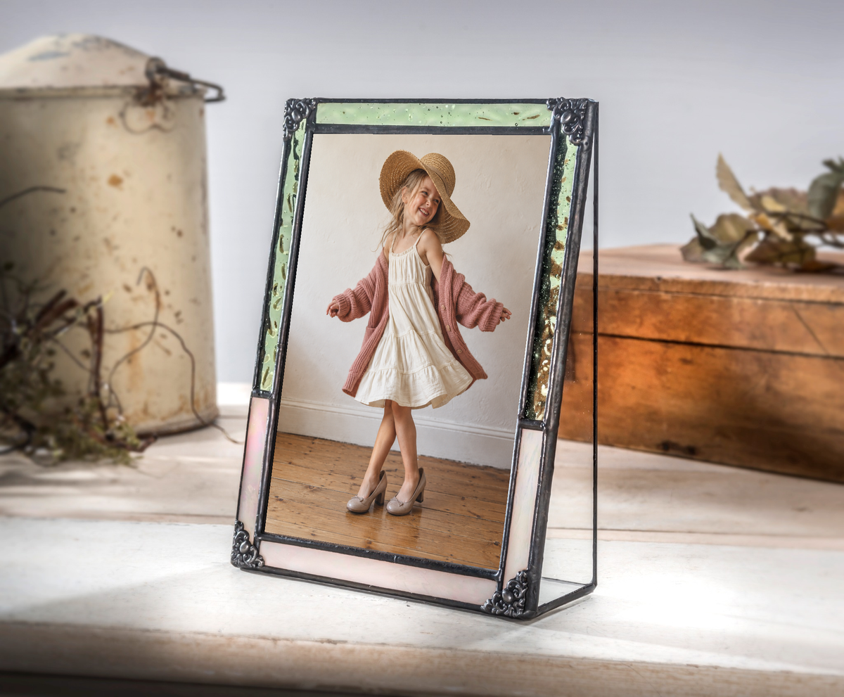 Sage Green & Pink Stained Glass Picture Frame Collection | Pic 465