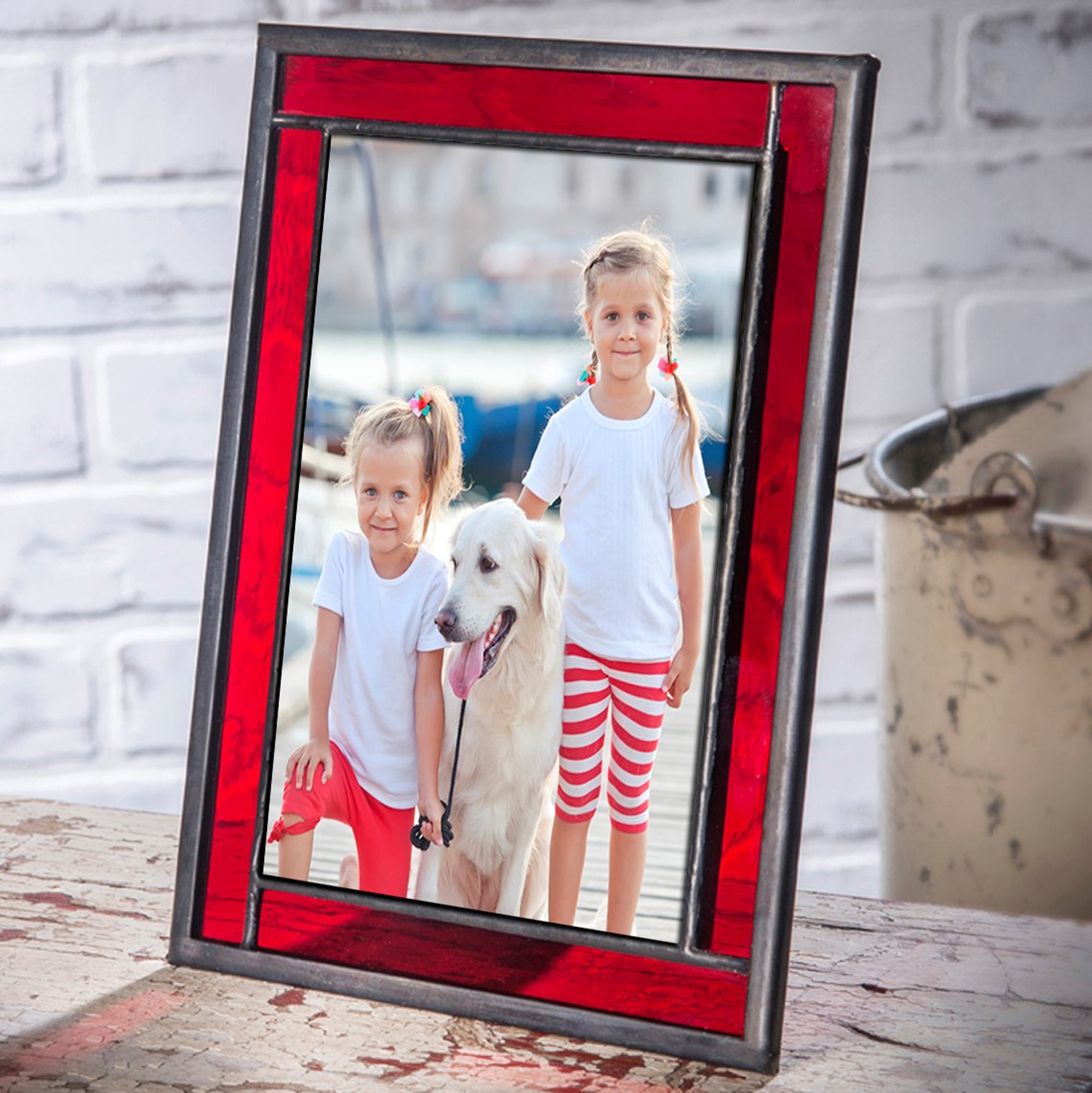 Red Stained Glass Picture Frame 5x7 or 4x6 by J Devlin – J Devlin