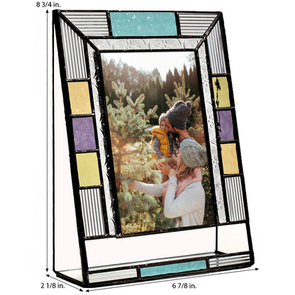 Family Picture Frame Personalized Gift Colorful Stained Glass Multiple Sizes Custom Engraved Pic 391 EP591 Series