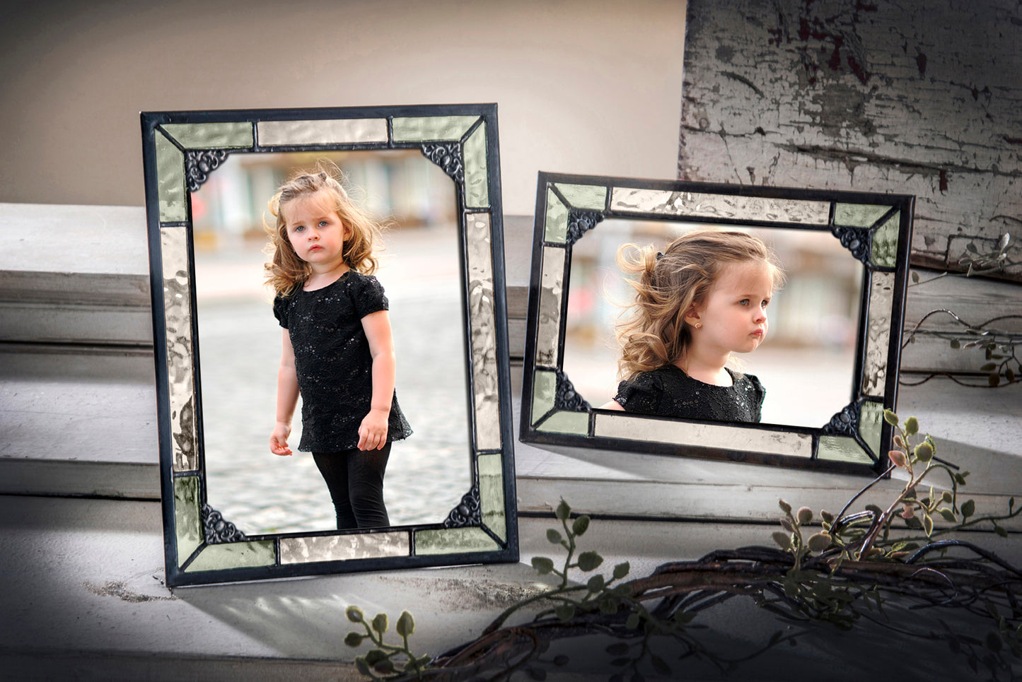 Vintage Green Stained Glass Picture Frames | PIC 404 Series