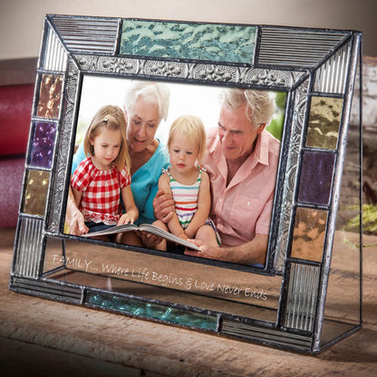 Family Picture Frame Personalized Gift Colorful Stained Glass Multiple Sizes Custom Engraved Pic 391 EP591 Series