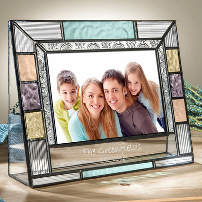 Family Picture Frame Colorful Stained Glass Multiple Sizes Personalized Gift for Mom Dad Grandparents Brother Sister Pic 391 EP639 Series