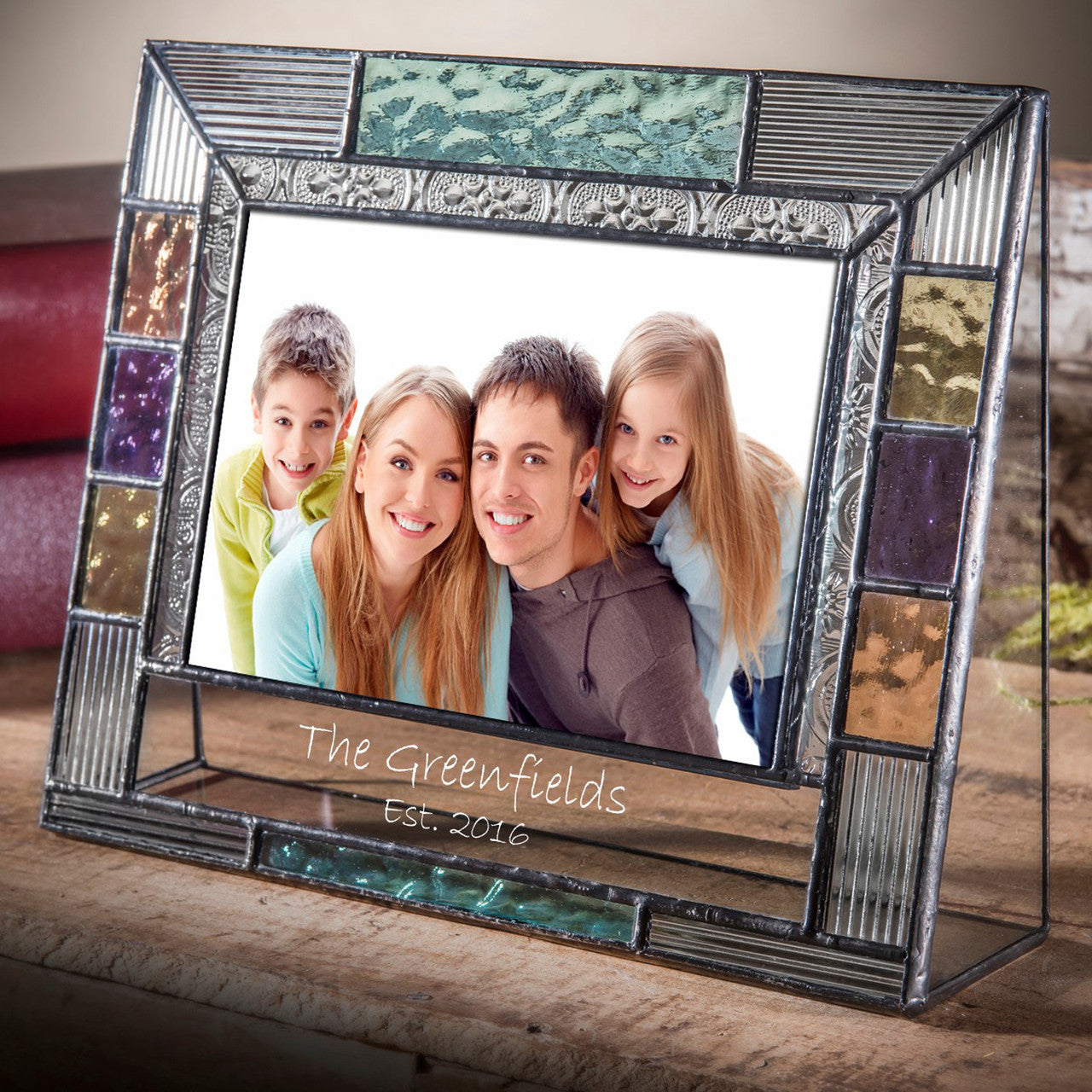 Family Picture Frame Colorful Stained Glass Multiple Sizes Personalized Gift for Mom Dad Grandparents Brother Sister Pic 391 EP639 Series