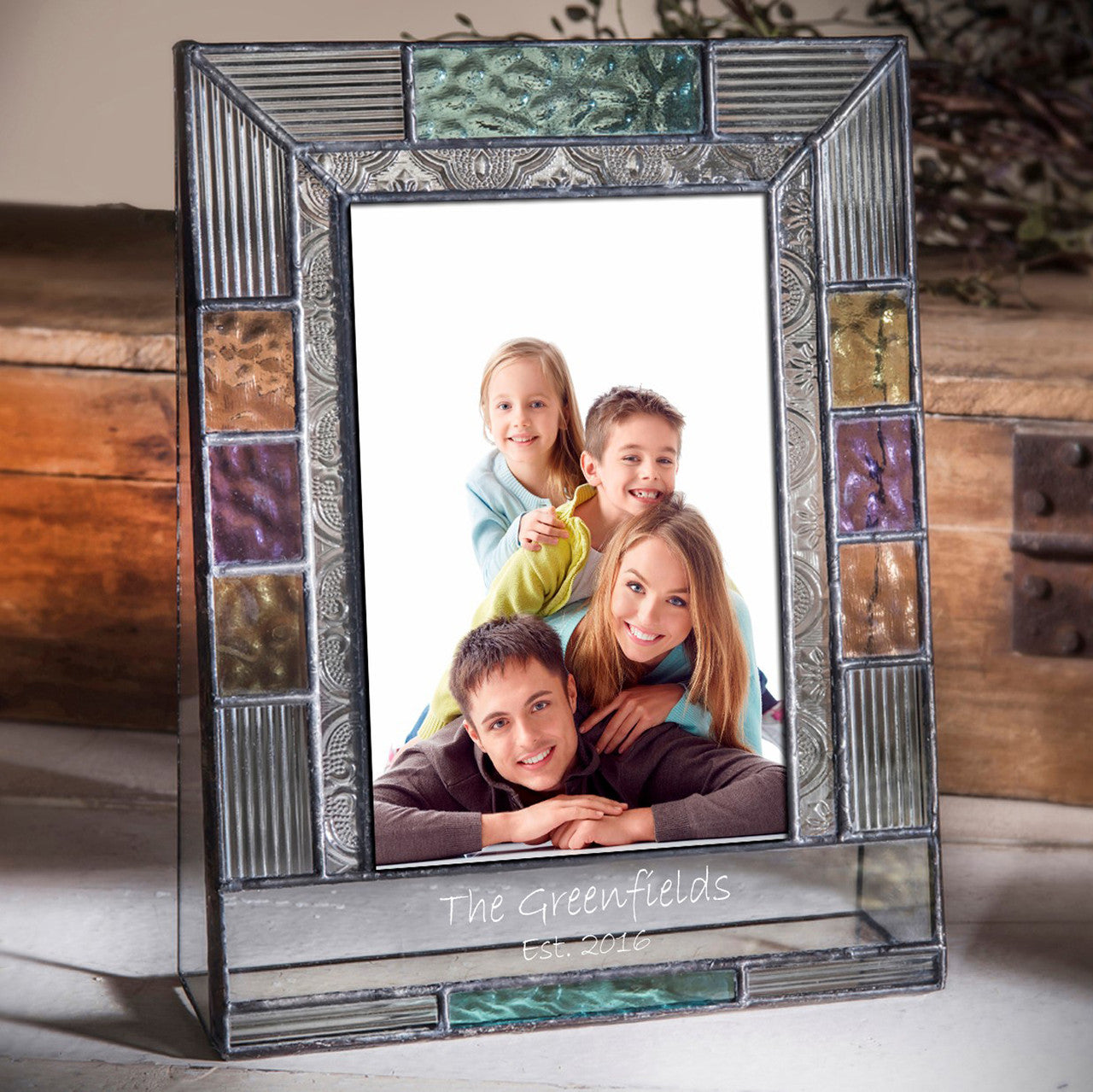 Family Picture Frame Colorful Stained Glass Multiple Sizes Personalized Gift for Mom Dad Grandparents Brother Sister Pic 391 EP639 Series