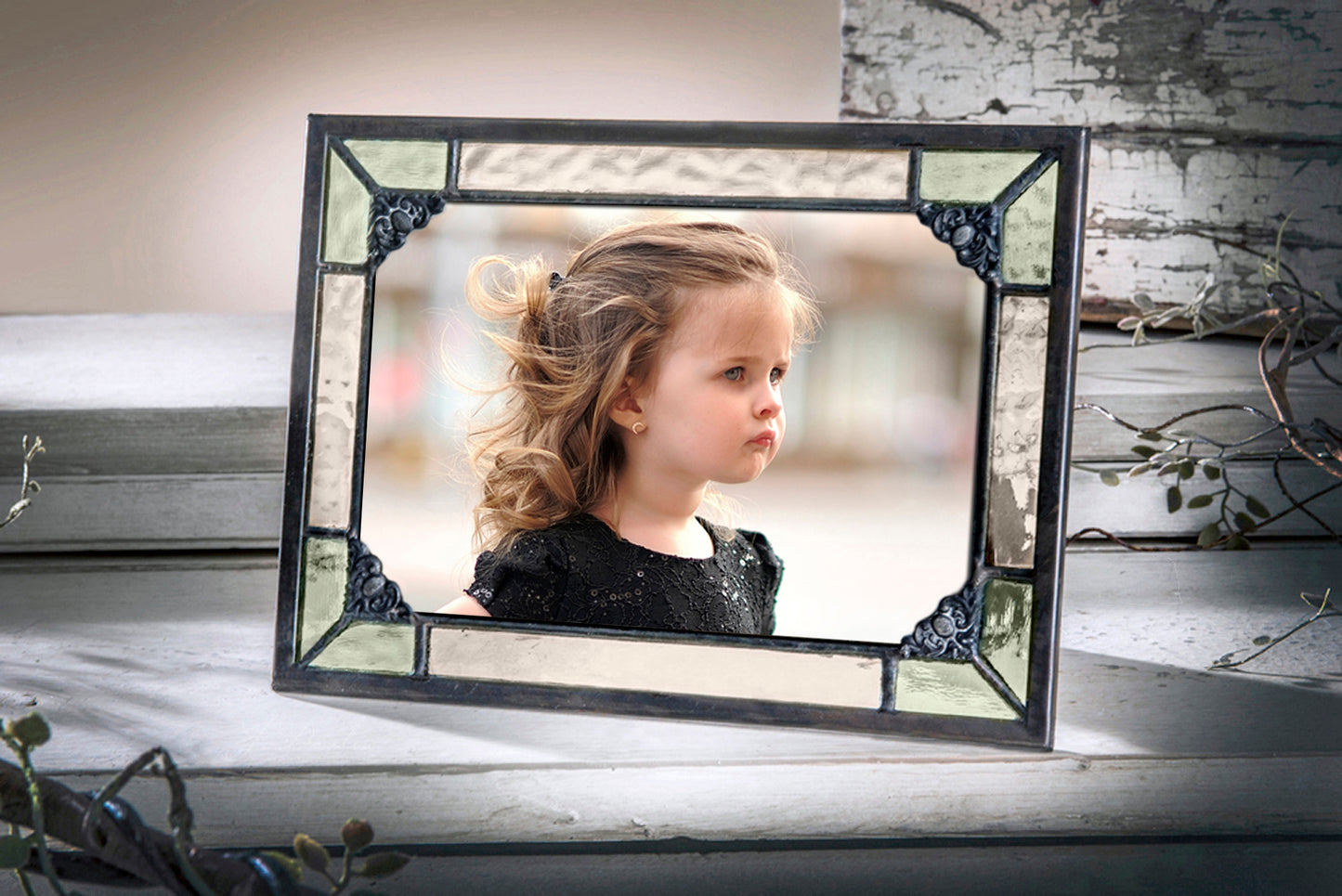 Vintage Green Stained Glass Picture Frames | PIC 404 Series