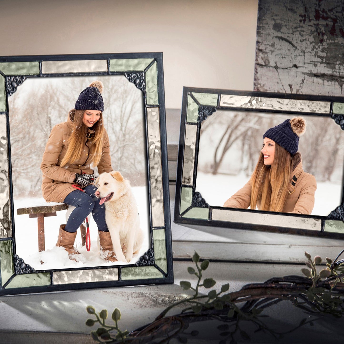 Vintage Green Stained Glass Picture Frames | PIC 404 Series