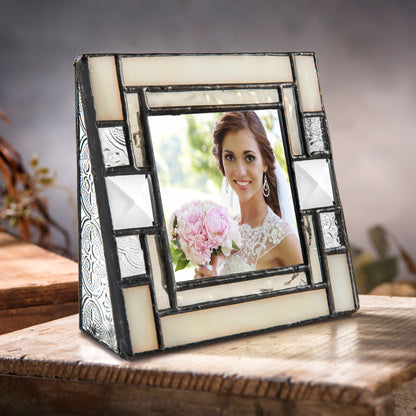 Ivory Opalescent Stained Glass Picture Frame | PIC 407 Series