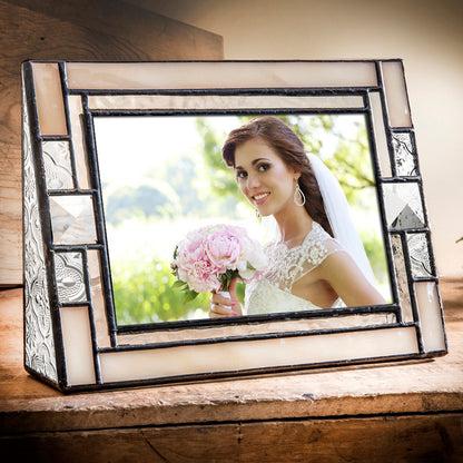 Ivory Opalescent Stained Glass Picture Frame | PIC 407 Series