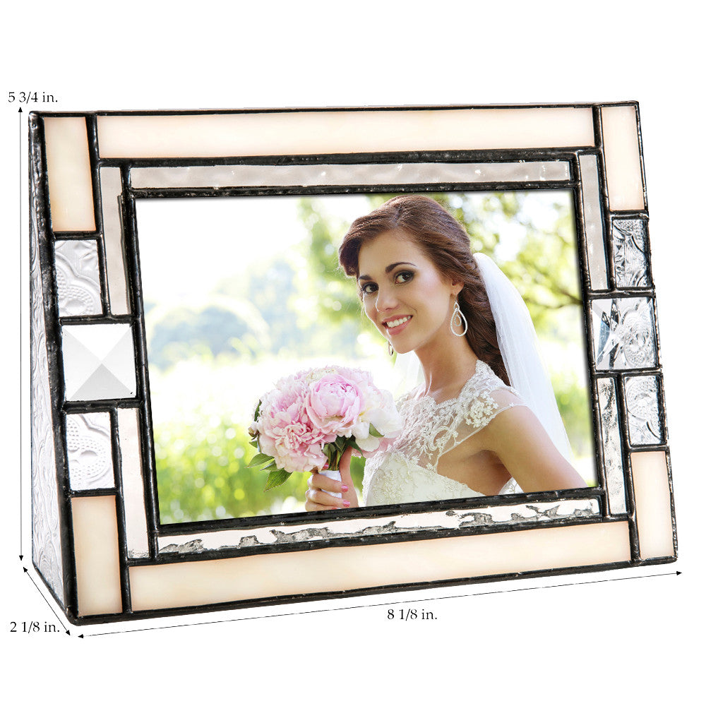 Ivory Opalescent Stained Glass Picture Frame | PIC 407 Series