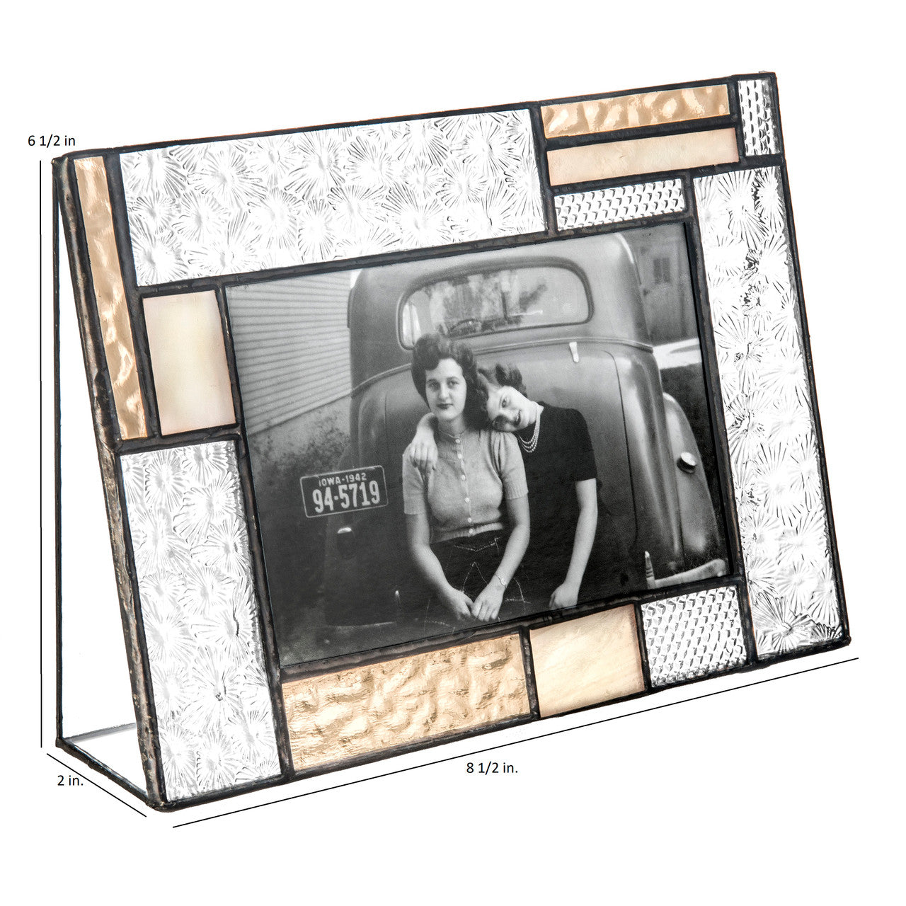 Peach & Ivory Stained Glass Picture Frame | PIC 453 Series