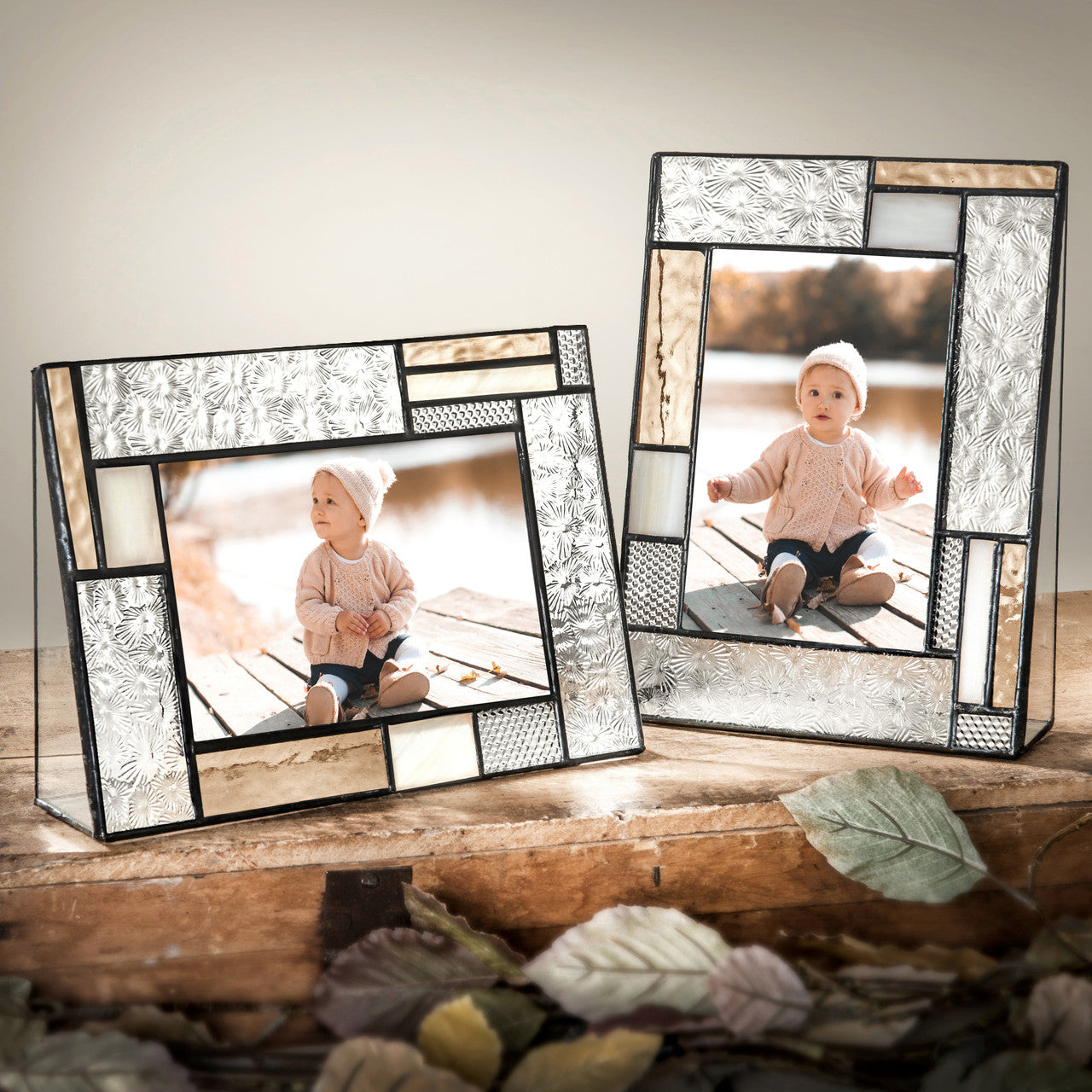 Peach & Ivory Stained Glass Picture Frame | PIC 453 Series