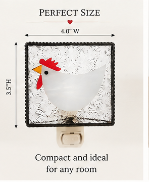 White stained glass chicken night light with textured glass
