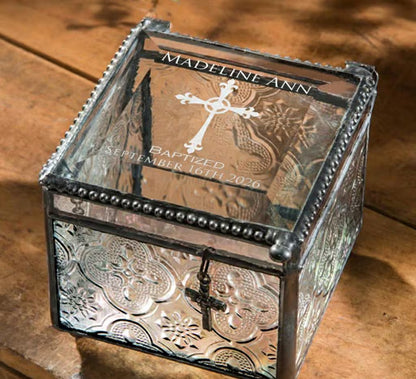 Personalized Baptism Glass Keepsake Box with Cross – J Devlin Personalized Baptism Glass Keepsake Box with Cross – J Devlin