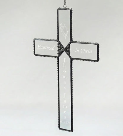 Cross Sun Catcher Personalized Baptism Gift by J Devlin | Orn 301-2 EO113