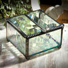 Double Hinged Iridescent Glass Jewelry Box 185-2