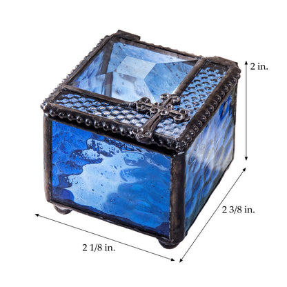 Blue Rosary Case with Cross Box 349-2