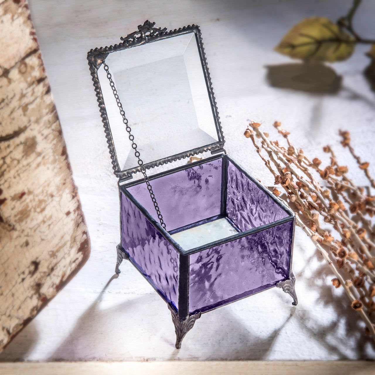 Purple Stained Glass Jewelry Box 836