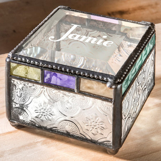 Stained Glass Box Engravable Gift Personalized Jewelry Box Customized Gift J Devlin Box 905 EB217-1