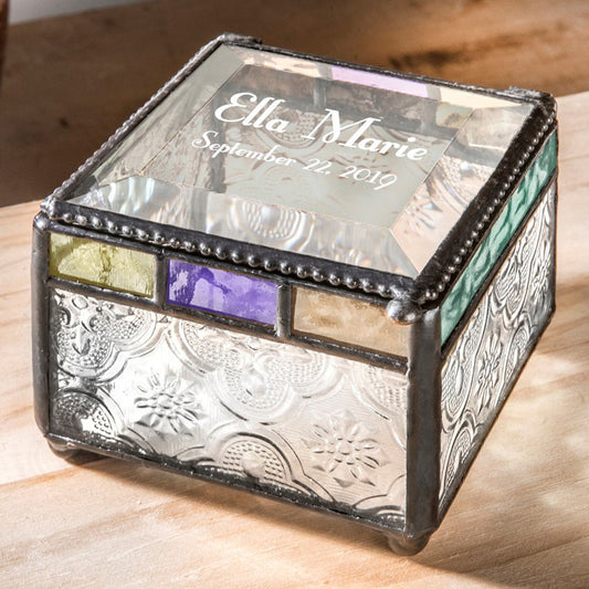 Personalized Stained Glass Box for Baby - J Devlin | Box 905 EB217-2