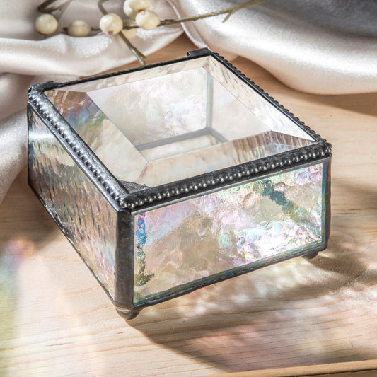 Clear Iridescent Decorative Glass Box 909