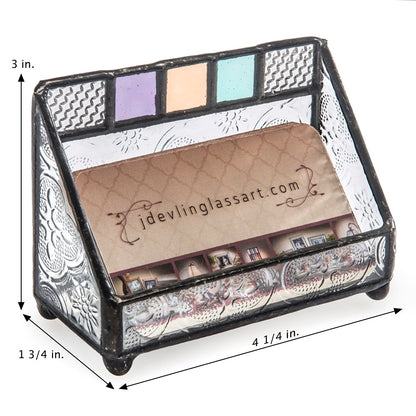 Business Card Holder for Women - Colorful Stained Glass