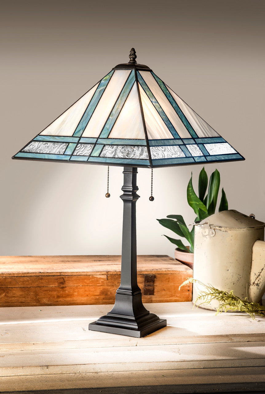 Blue Mission Stained Glass Table Lamp | LAM 370 TB