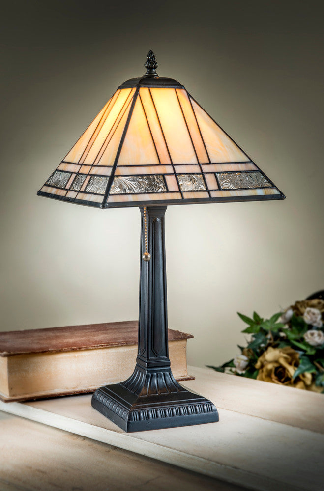 Clear Mission Table Lamp Tiffany Stained Glass | LAM 380-2 TB