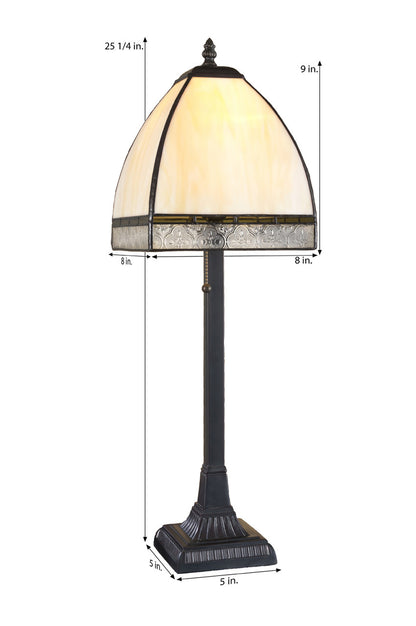 Ivory Opalescent Stained Glass Tiffany Table Lamp | LAM 589-5 TB