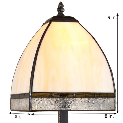 Ivory Opalescent Stained Glass Tiffany Table Lamp | LAM 589-5 TB