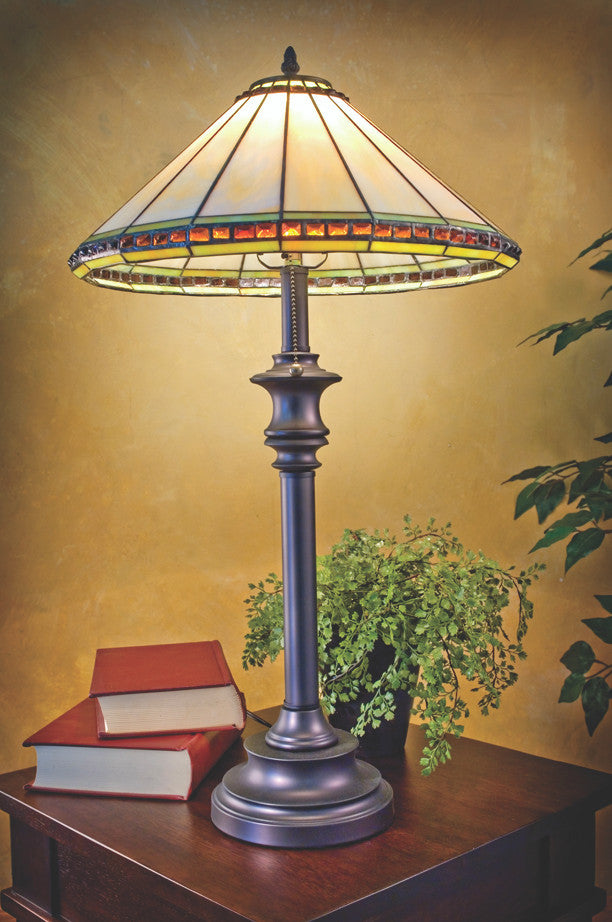 Large Mission Stained Glass Lamp Ivory | LAM 644 TB