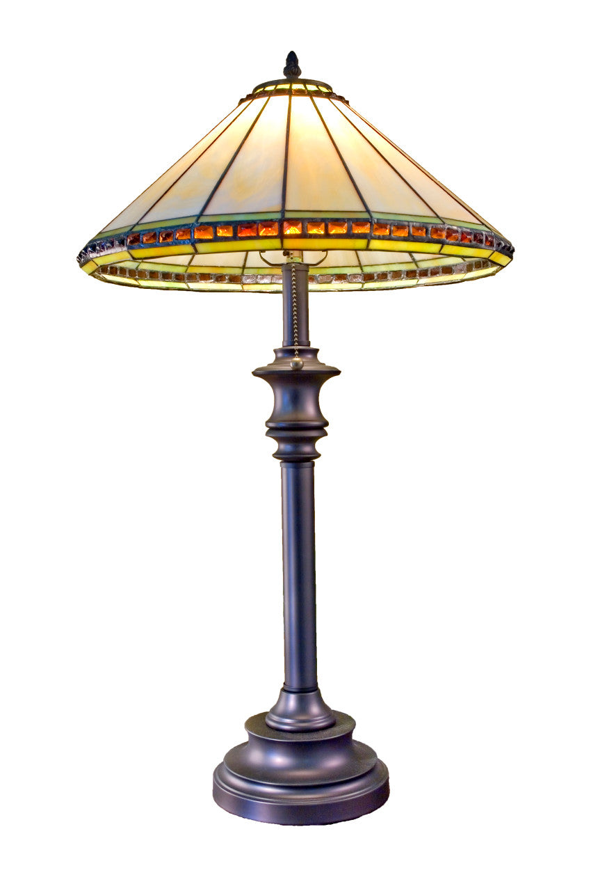 Large Mission Stained Glass Lamp Ivory | LAM 644 TB