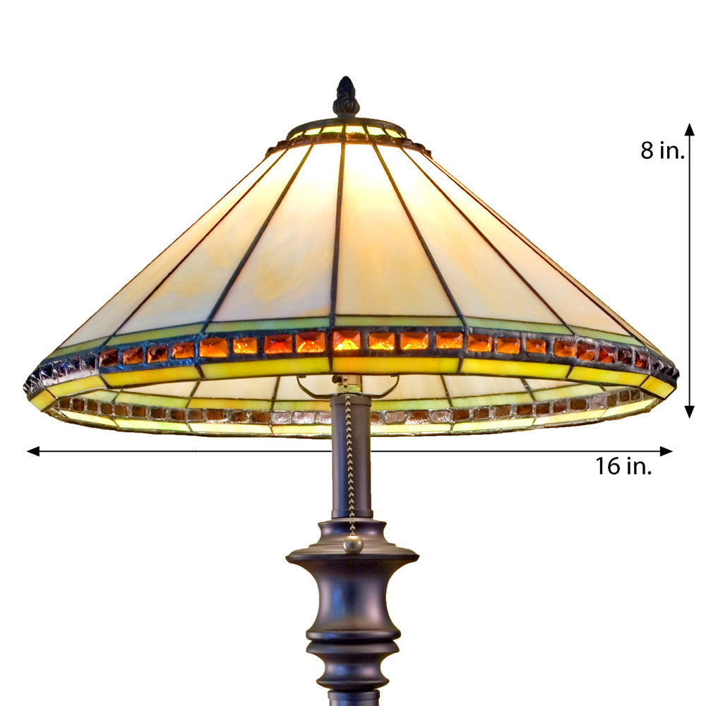 Large Mission Stained Glass Lamp Ivory | LAM 644 TB