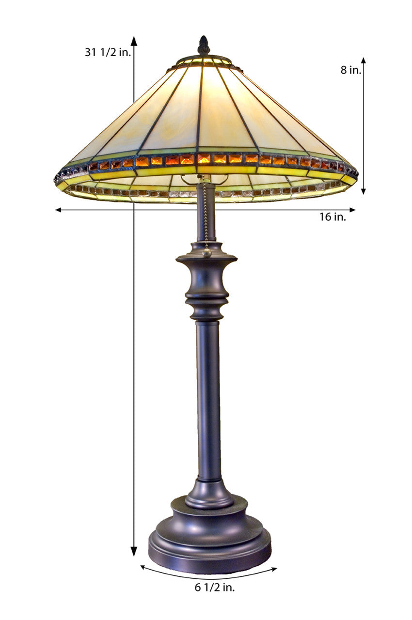 Large Mission Stained Glass Lamp Ivory | LAM 644 TB