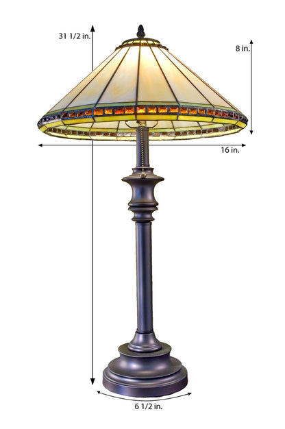 Large Mission Stained Glass Lamp Ivory | LAM 644 TB