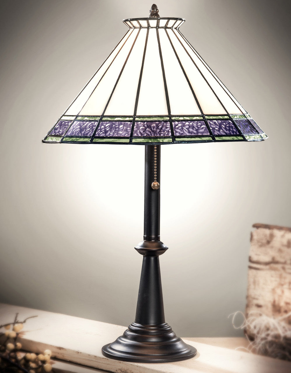 Purple Tiffany Stained Glass Table Lamp |  LAM 654-3 TB