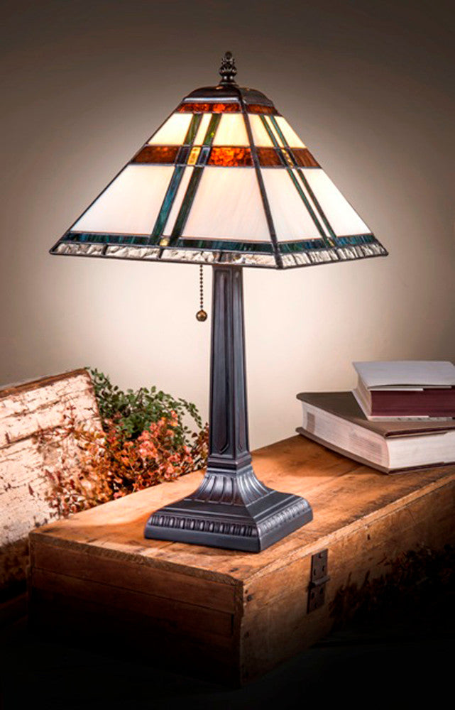 Brown Small Mission Table Lamp Stained Glass | LAM 690 TB