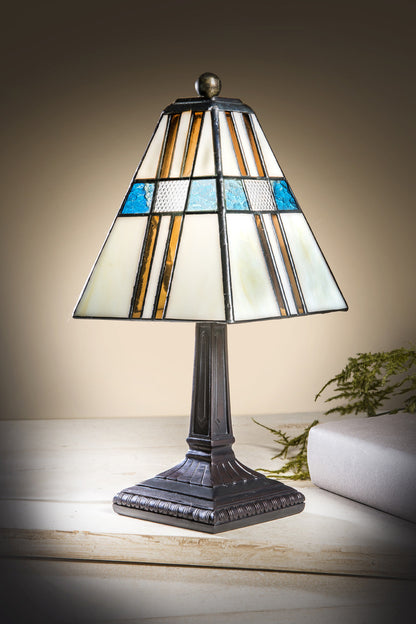 Small Stained Glass Table Lamp Blue Brown | LAM 705 TB