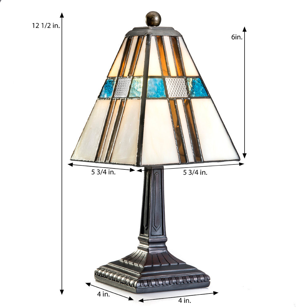 Small Stained Glass Table Lamp Blue Brown | LAM 705 TB
