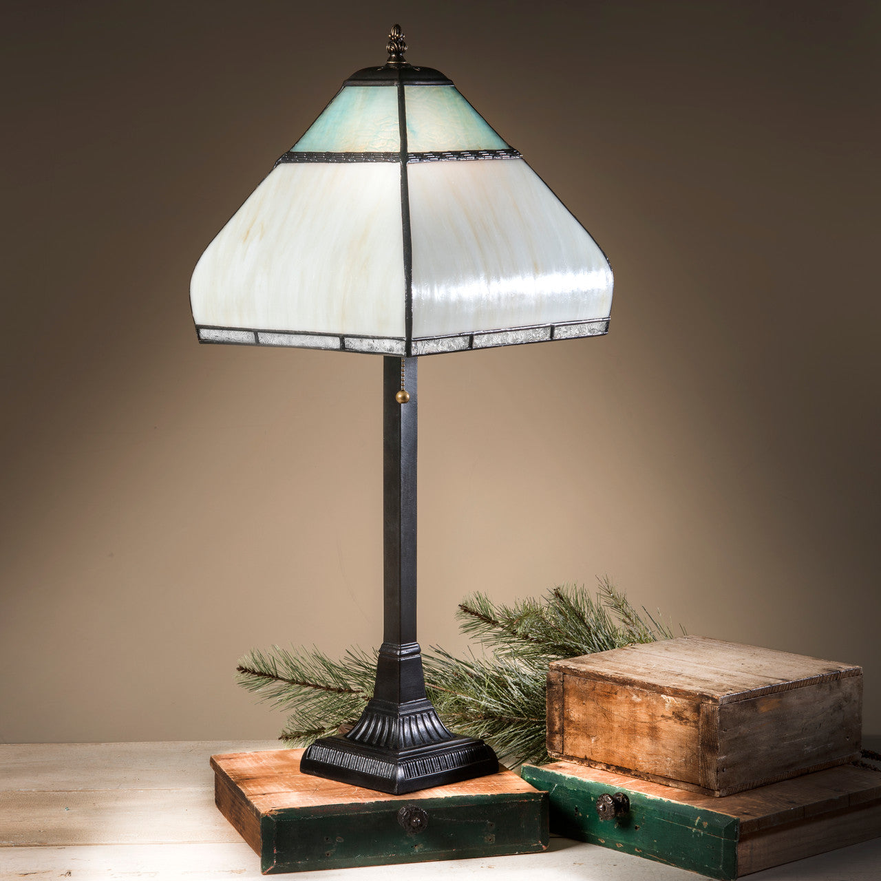 Blue Gray Stained Glass Tiffany Table Lamp | LAM 709 TB